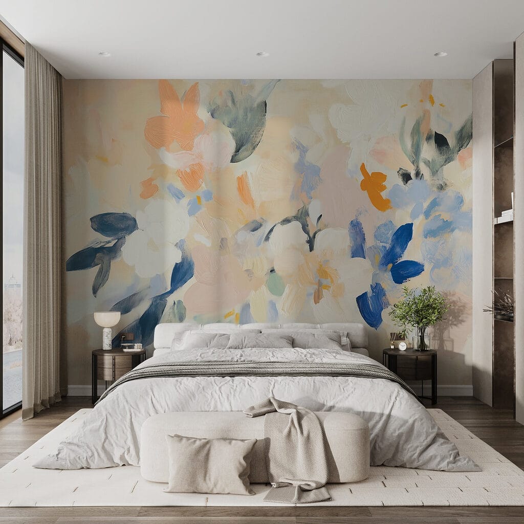 Pastelbloemen in brede verfvlekken — interieur 1