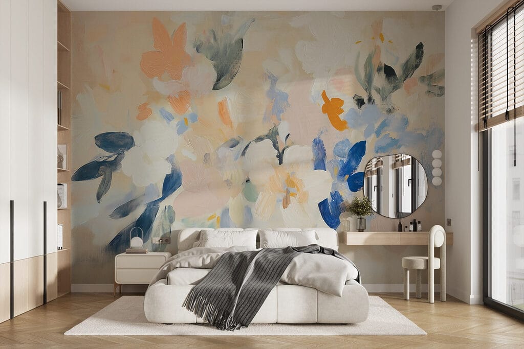 Pastelbloemen in brede verfvlekken — interieur 2