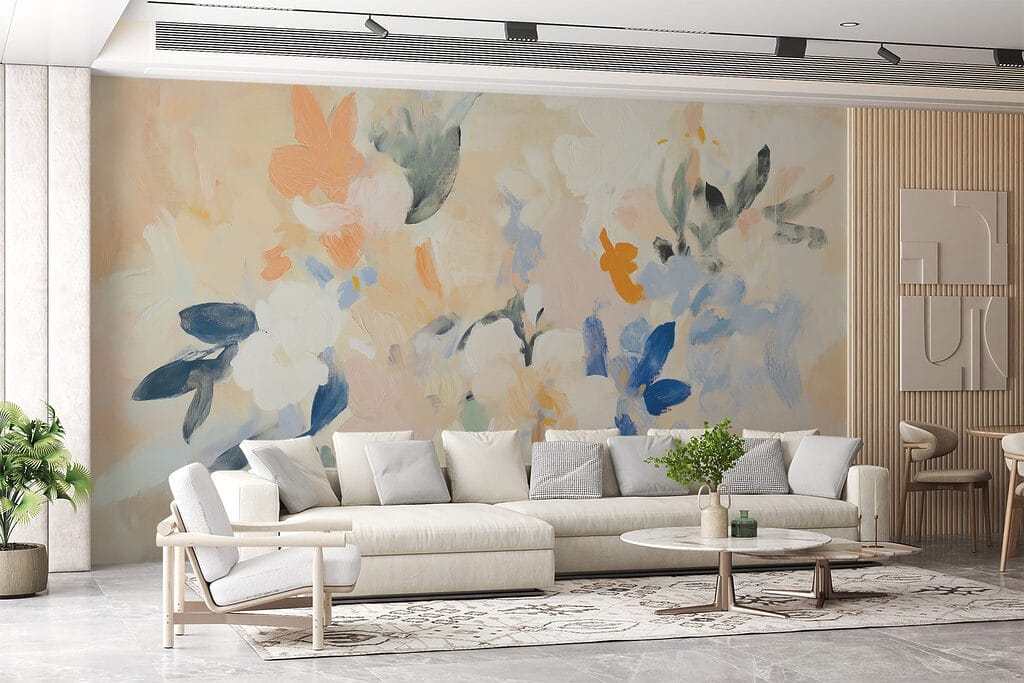 Pastelbloemen in brede verfvlekken — interieur 3