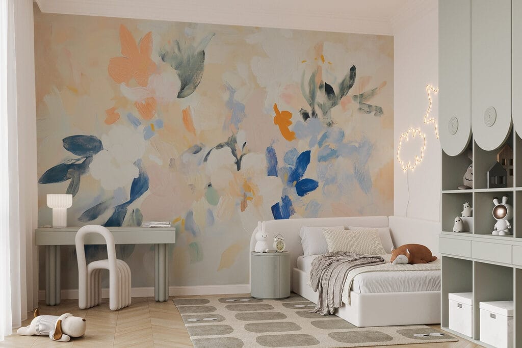 Pastelbloemen in brede verfvlekken — interieur 4