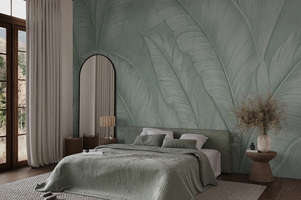 Palmbladeren met bleekgroene nerven — interieur 3