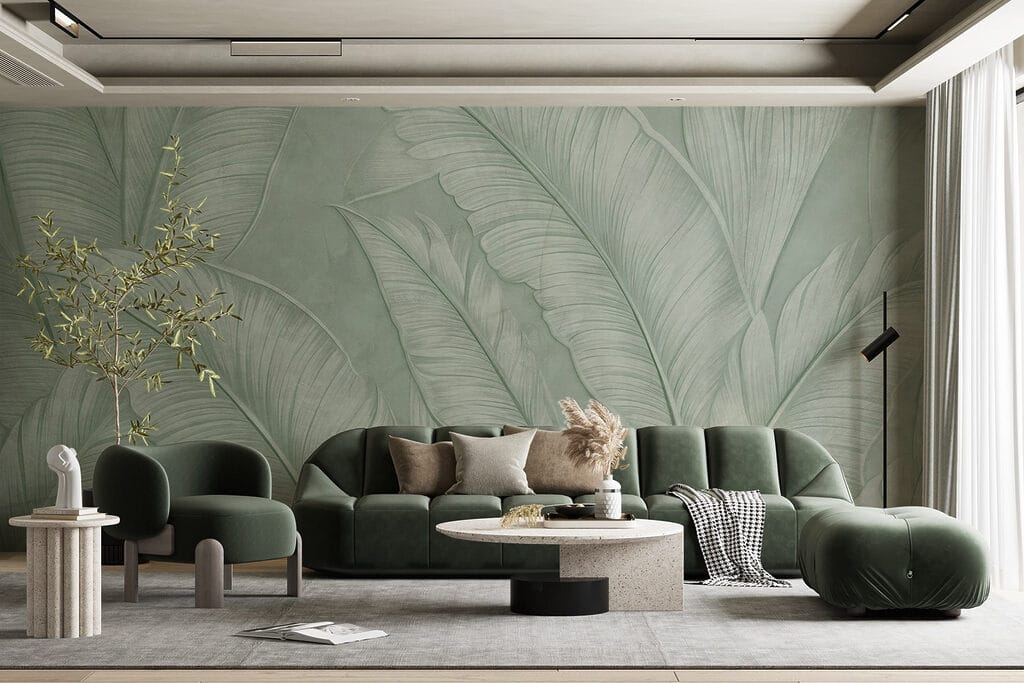 Palmbladeren met bleekgroene nerven — interieur 4