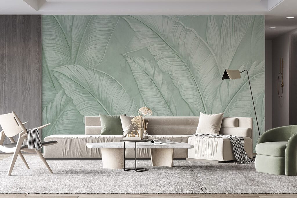 Palmbladeren met bleekgroene nerven — interieur 5