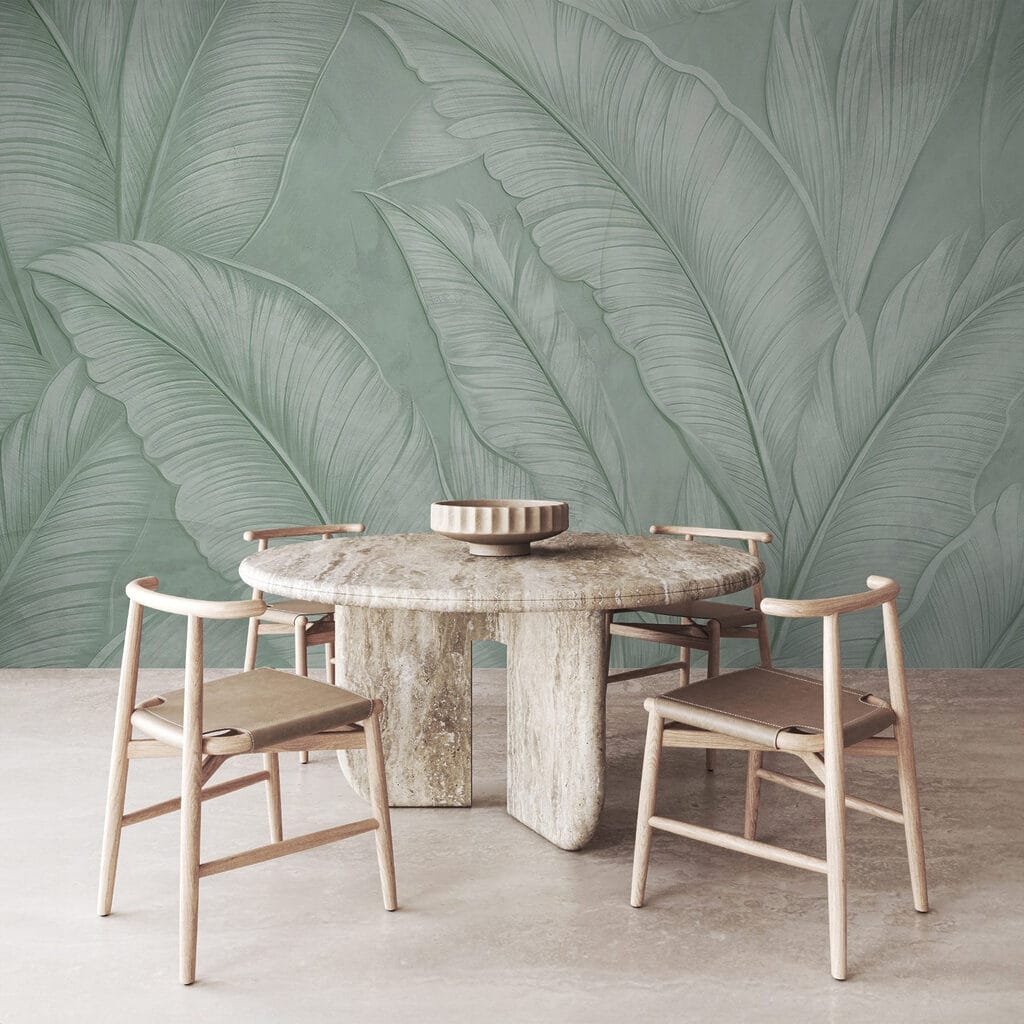 Palmbladeren met bleekgroene nerven — interieur 6
