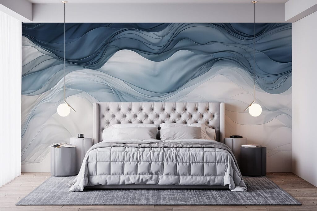 Blauwe sluiers boven wit — interieur 3