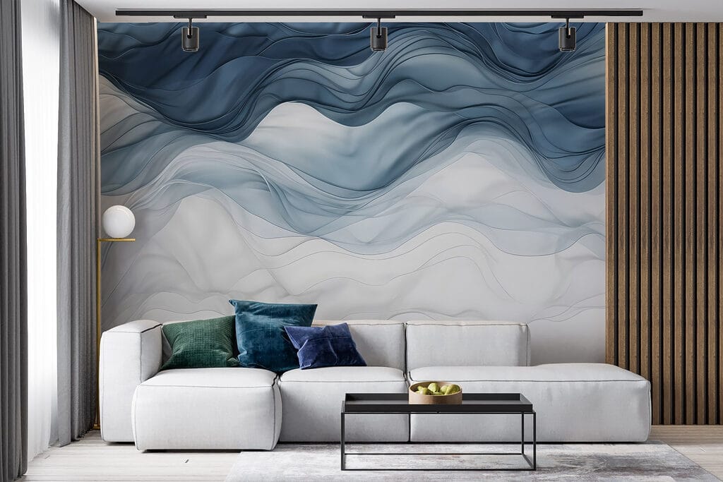 Blauwe sluiers boven wit — interieur 4
