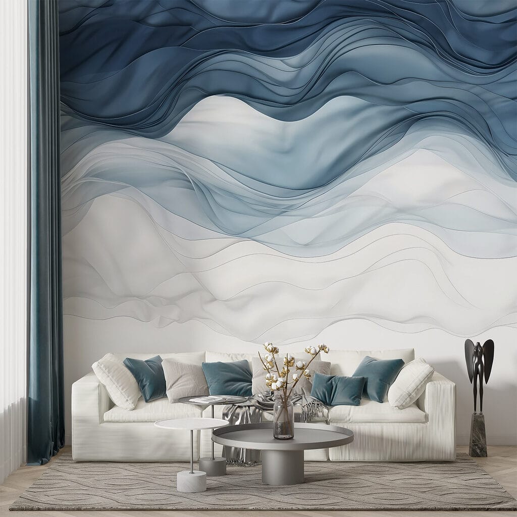 Blauwe sluiers boven wit — interieur 5