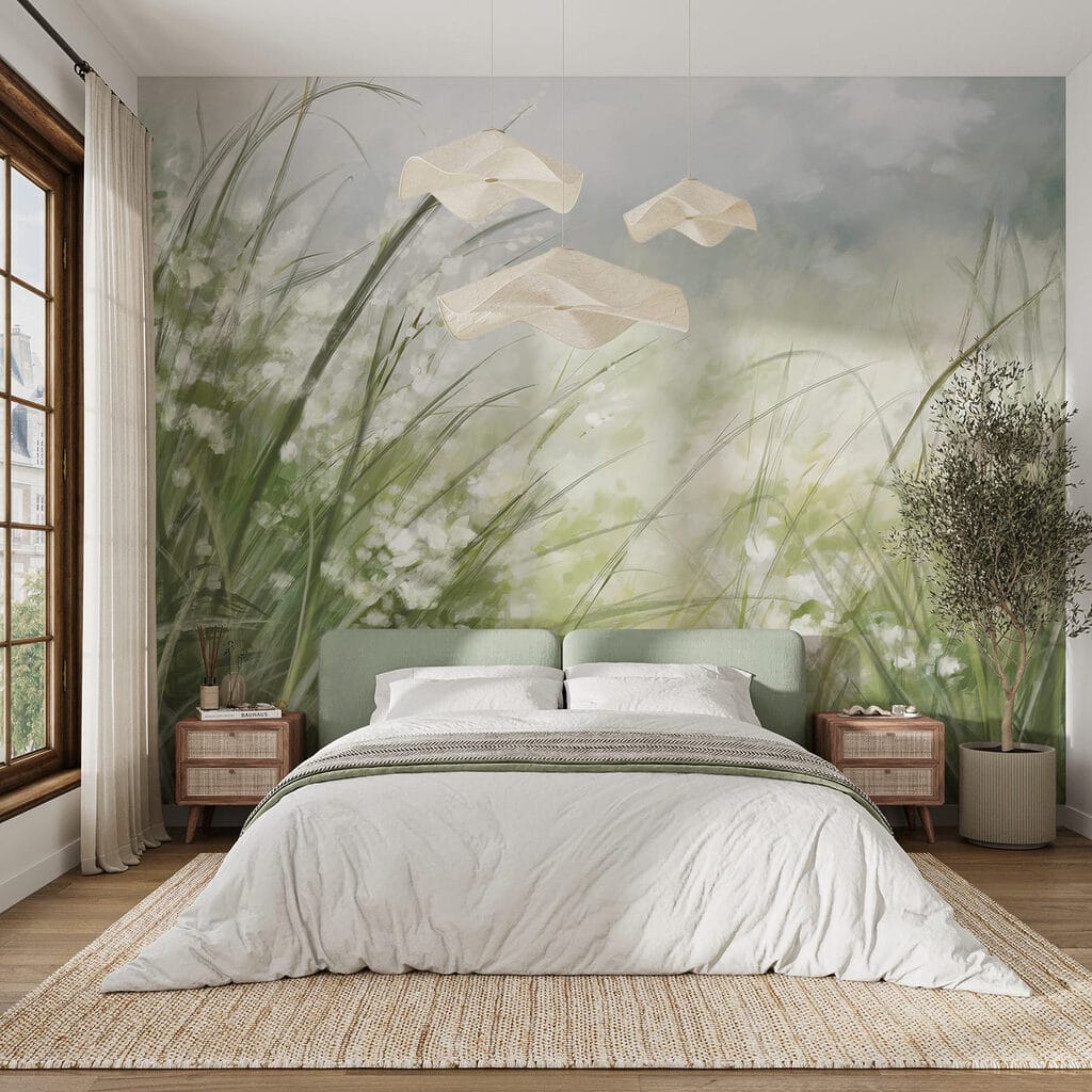 Witte bloemetjes tussen grashalmen — interieur 1