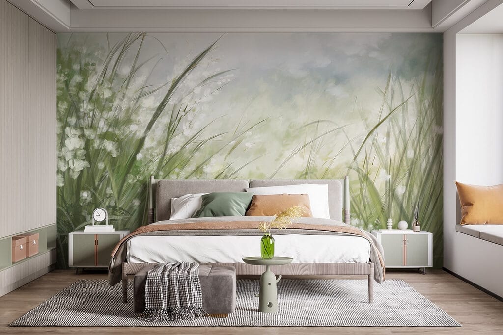 Witte bloemetjes tussen grashalmen — interieur 2