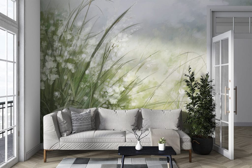 Witte bloemetjes tussen grashalmen — interieur 5