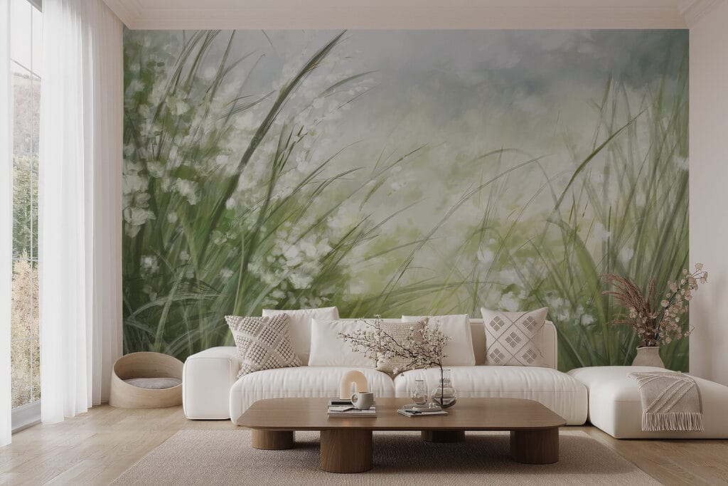 Witte bloemetjes tussen grashalmen — interieur 6