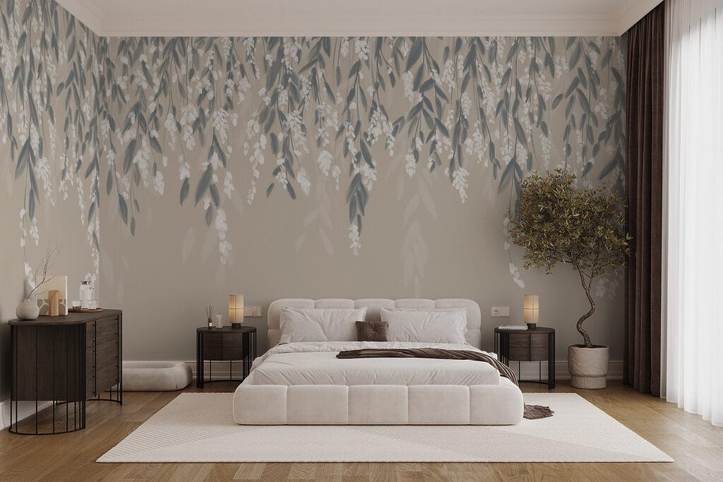 Hangende blaadjes boven zandkleur — interieur 3