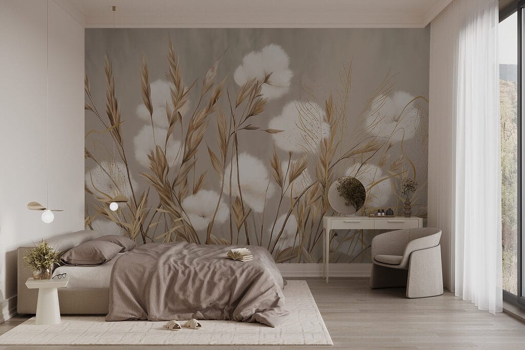 Katoenpluis tussen gouden halmen — interieur 3