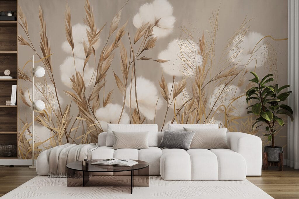 Katoenpluis tussen gouden halmen — interieur 4