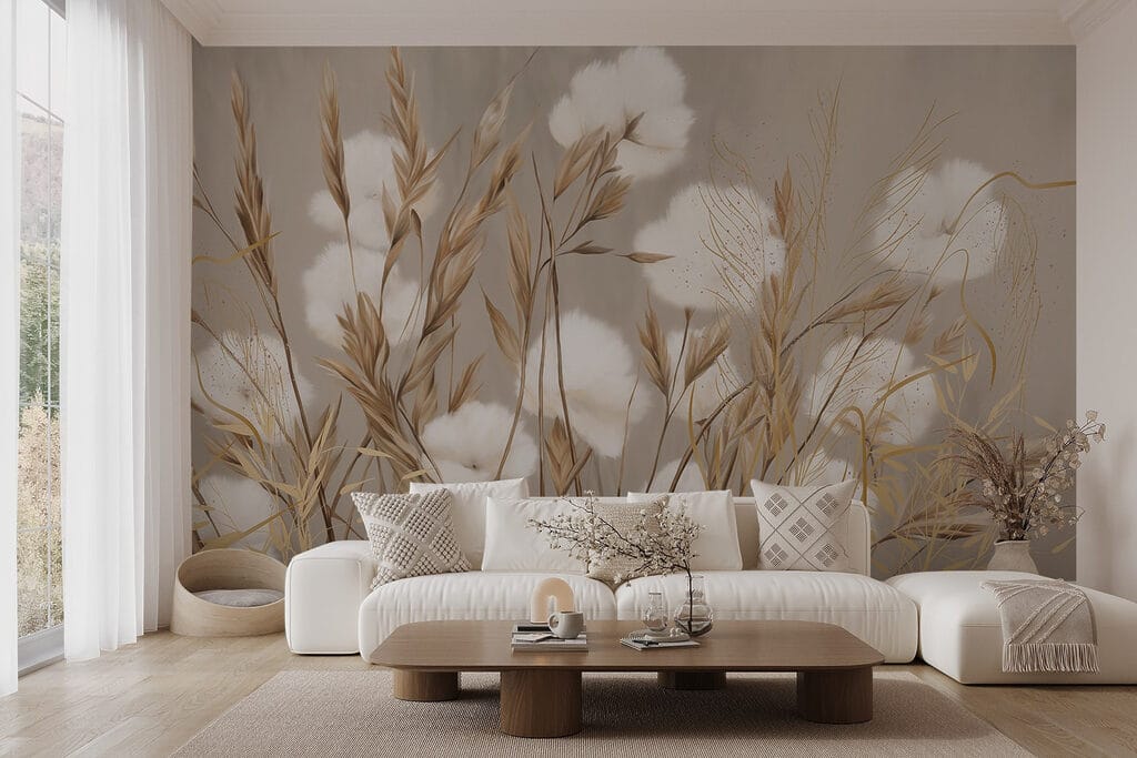 Katoenpluis tussen gouden halmen — interieur 5