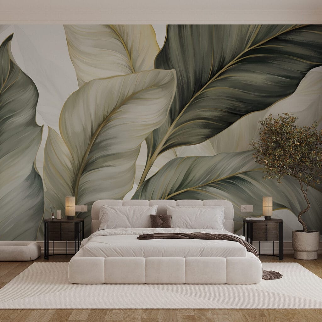 Donkergroene bladeren naast roomwit — interieur 2