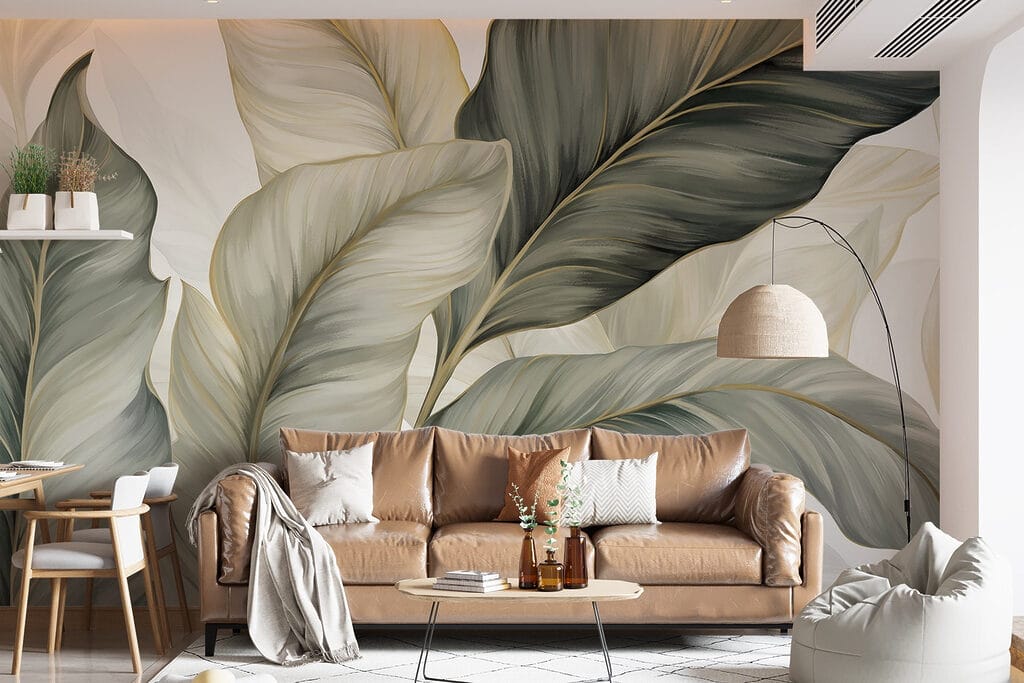Donkergroene bladeren naast roomwit — interieur 4