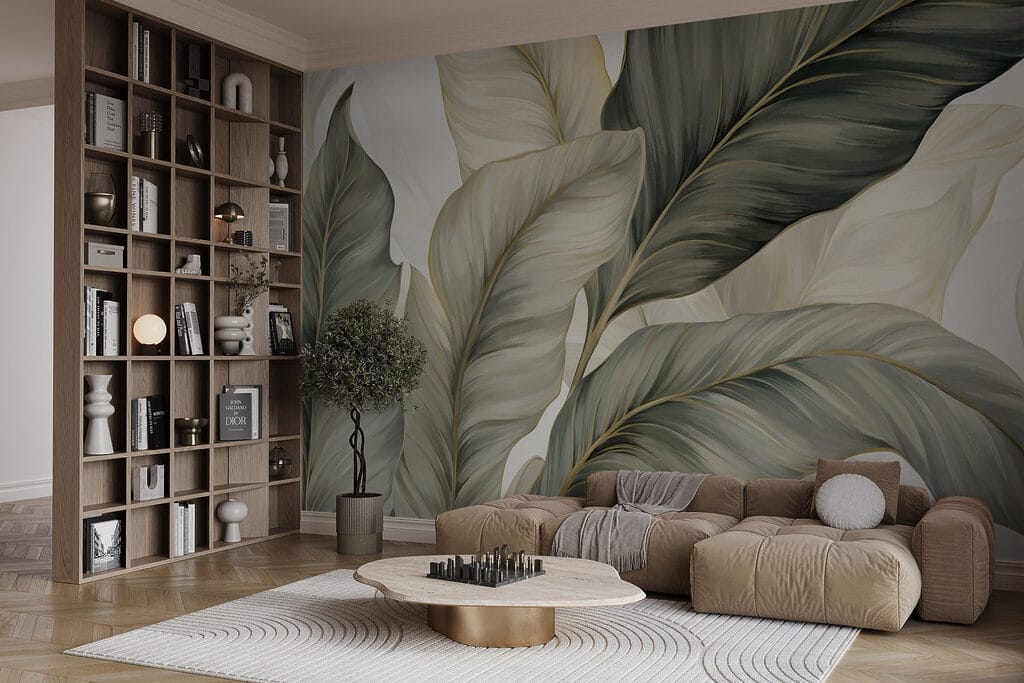Donkergroene bladeren naast roomwit — interieur 5
