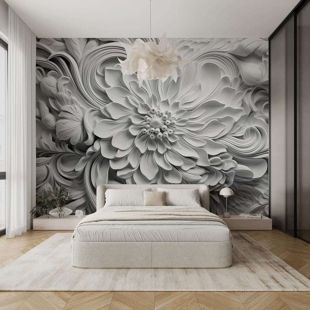 Witte bloemen met krulranden — interieur 3