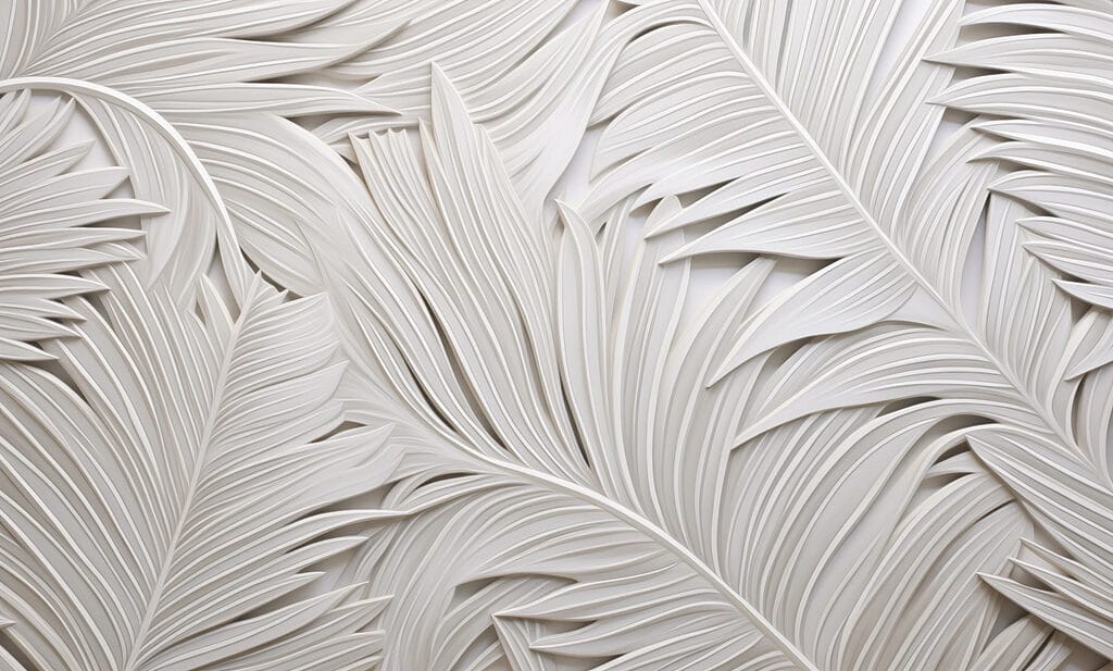 Witte palmbladeren als reliëf — volledig ontwerp