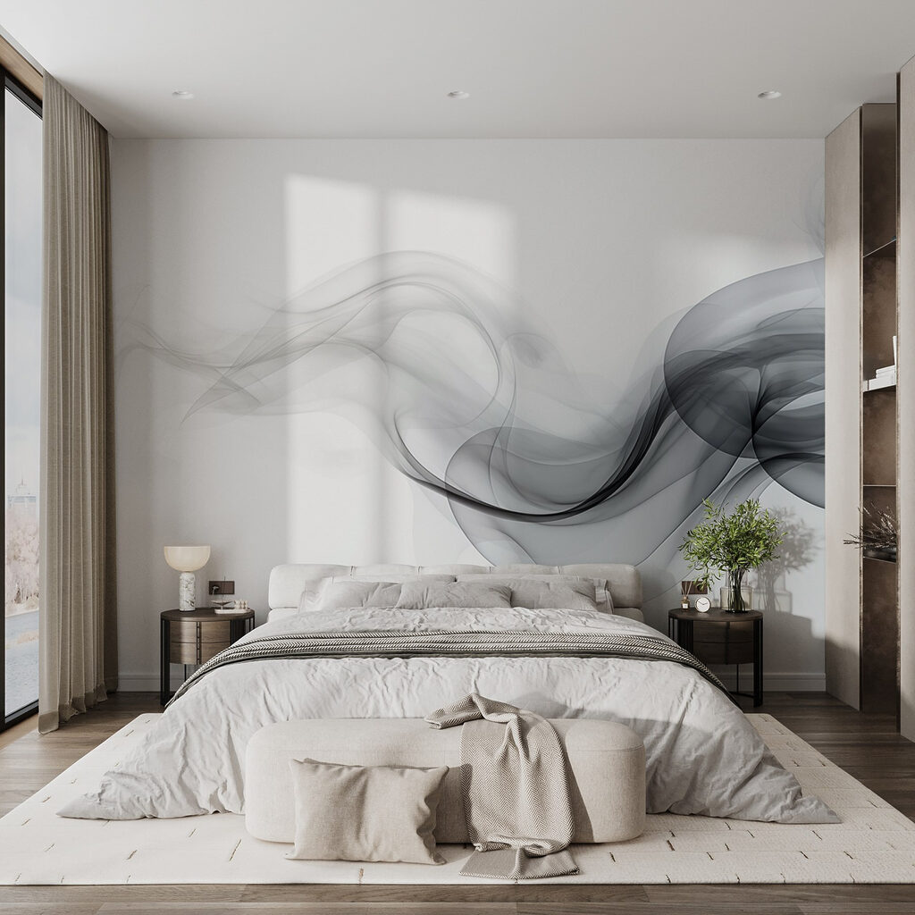 Grijze rooklinten op wit — interieur 1