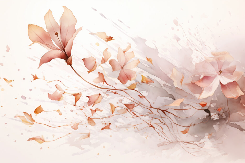 Schilderij van bloemen en bladeren — volledig ontwerp