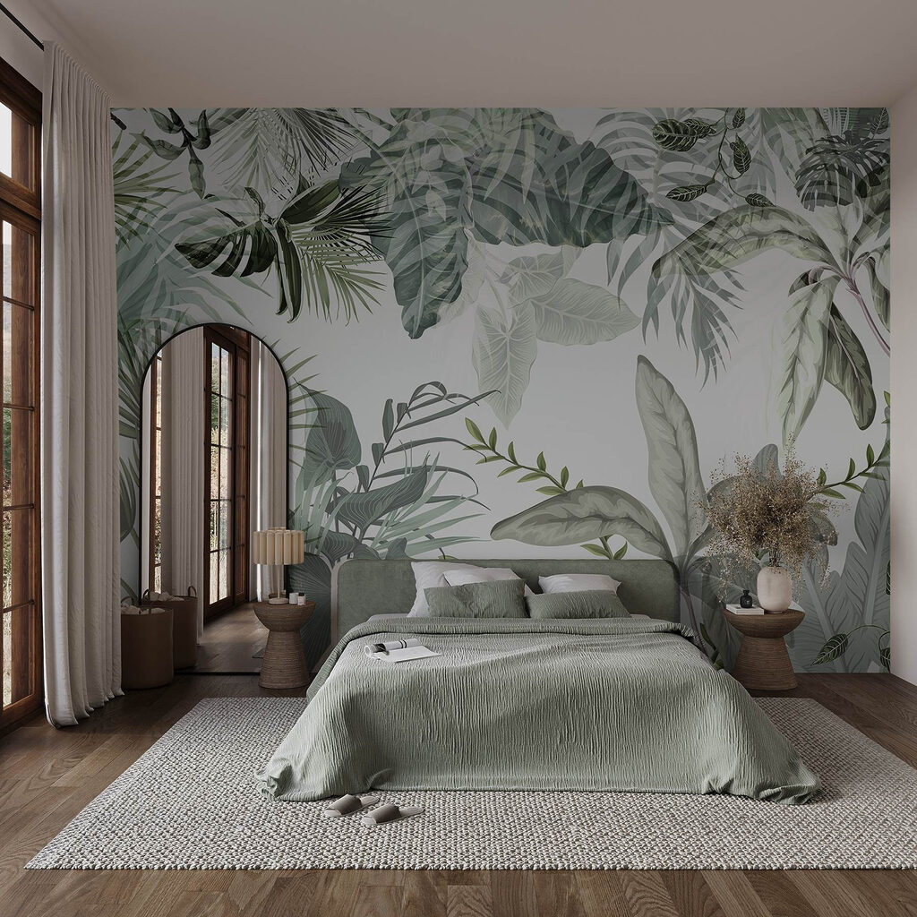Groene bladkrans rond licht — interieur 2