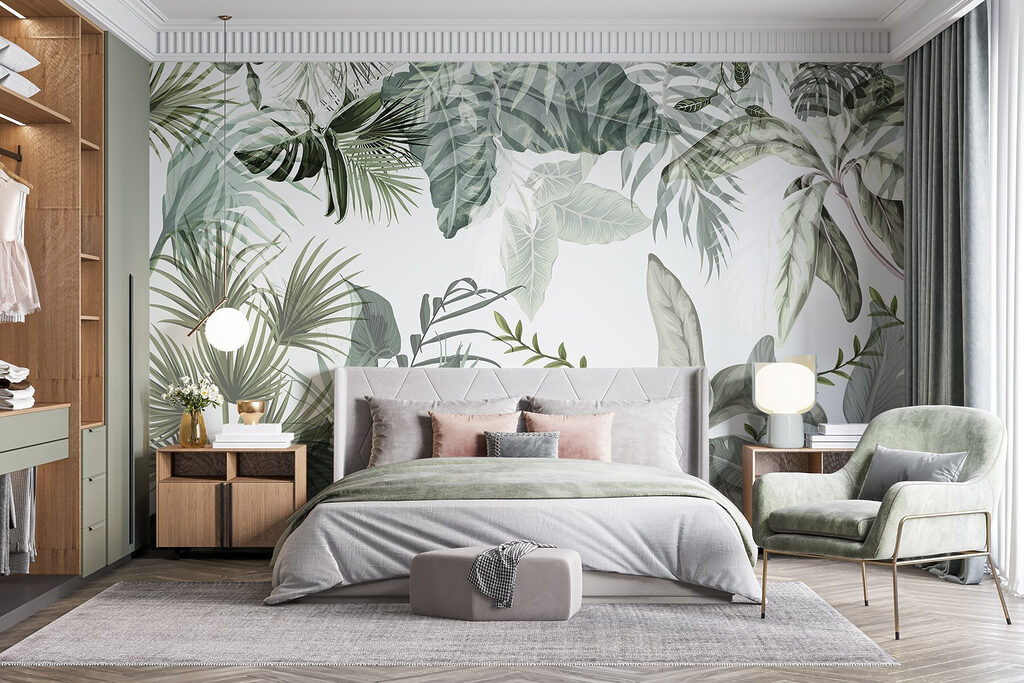 Groene bladkrans rond licht — interieur 3