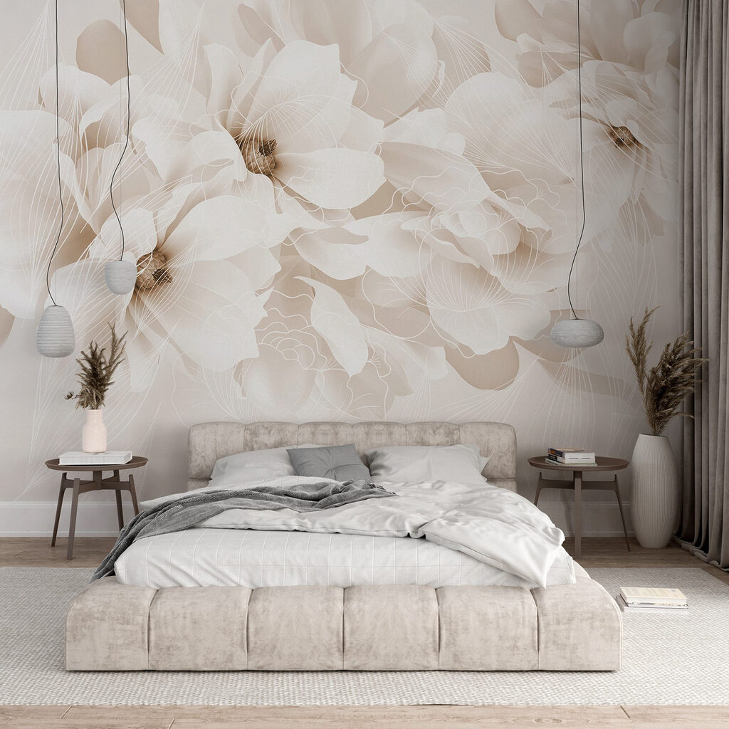 Witte bloemen, doorschijnende blaadjes — interieur 3