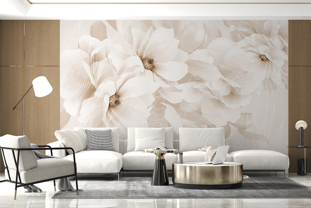 Witte bloemen, doorschijnende blaadjes — interieur 5