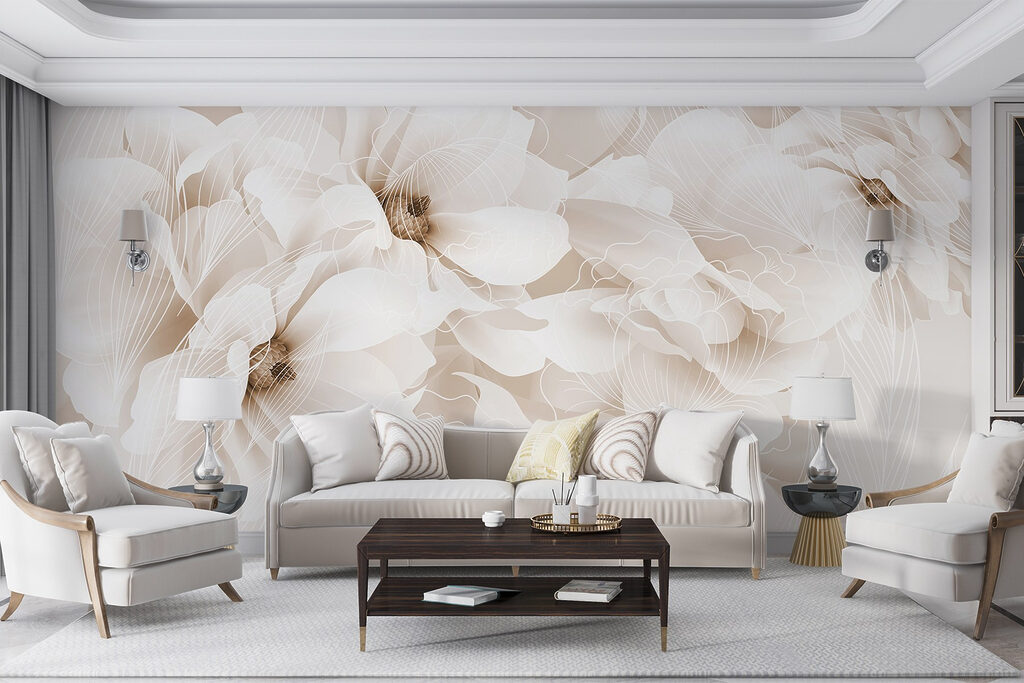 Witte bloemen, doorschijnende blaadjes — interieur 6