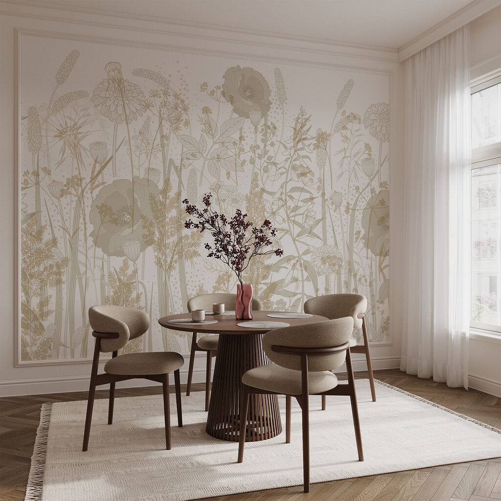 Veldbloemen in bleek goud — interieur 6