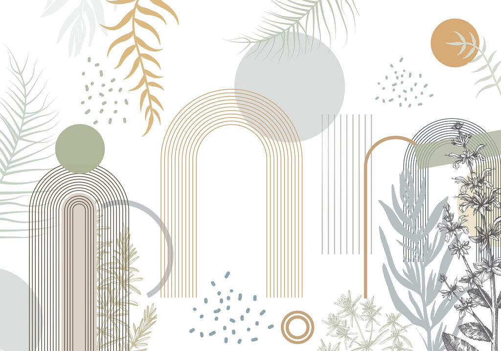 Grafisch ontwerp van planten en bladeren — volledig ontwerp