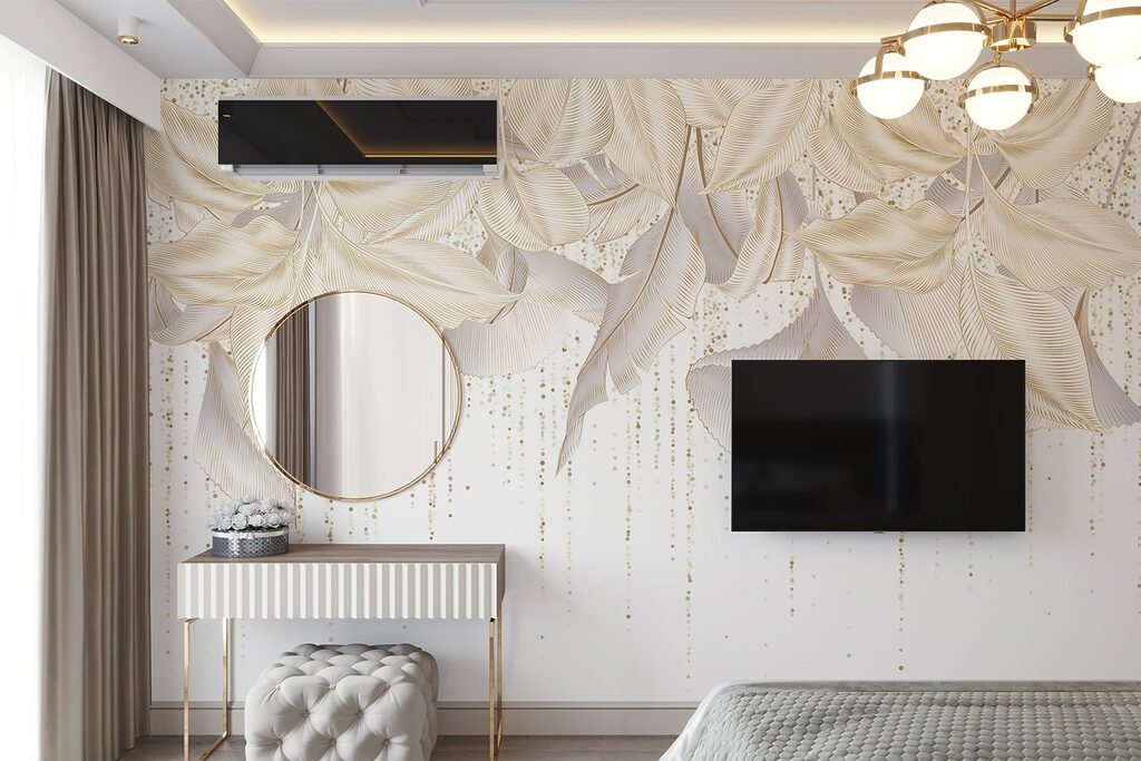 Witte bloemen met hangdraden — interieur 1