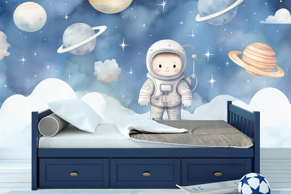 Astronaut boven witte wolken — interieur 1