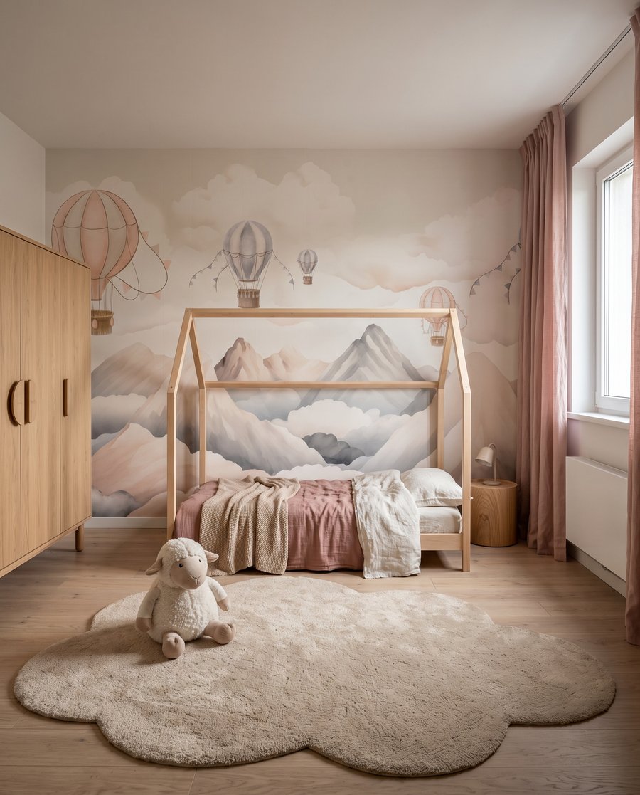 Ballonnen boven witte bergen — interieur 3