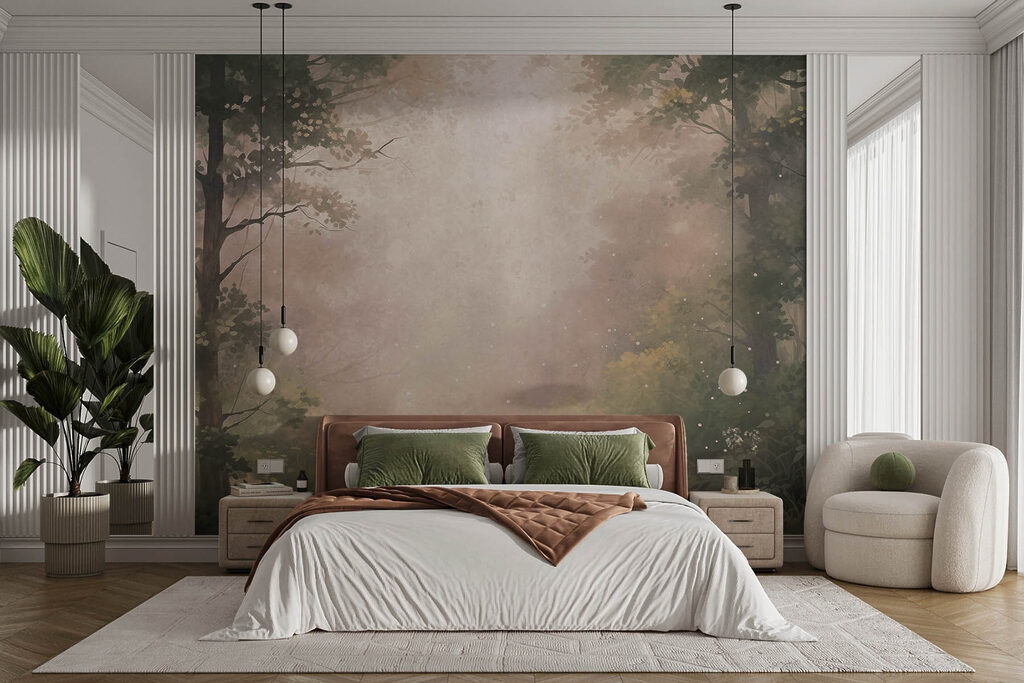 Licht valt door bosnevel — interieur 2