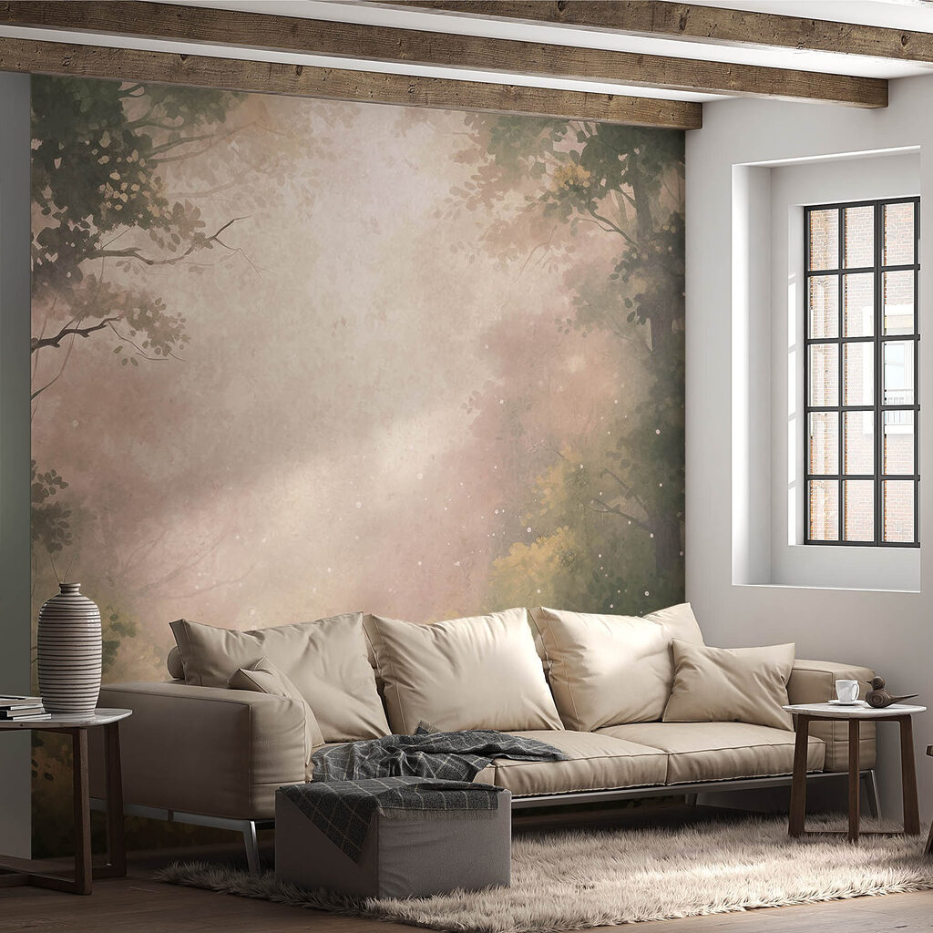 Licht valt door bosnevel — interieur 3
