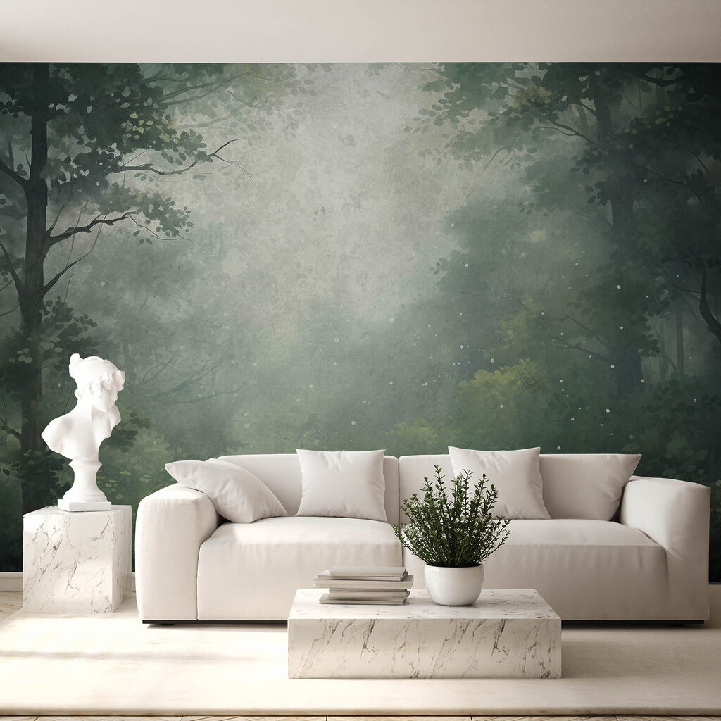 Licht valt door bosnevel — interieur 3