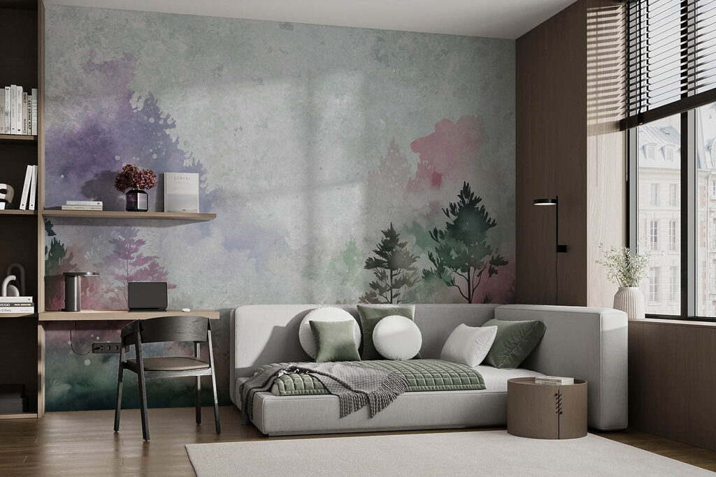 Pastelbos op verweerde verf — interieur 1