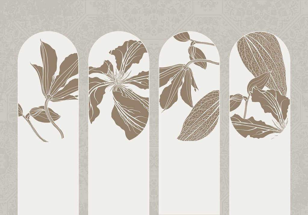 Vier bogen met bloemvormen — volledig ontwerp