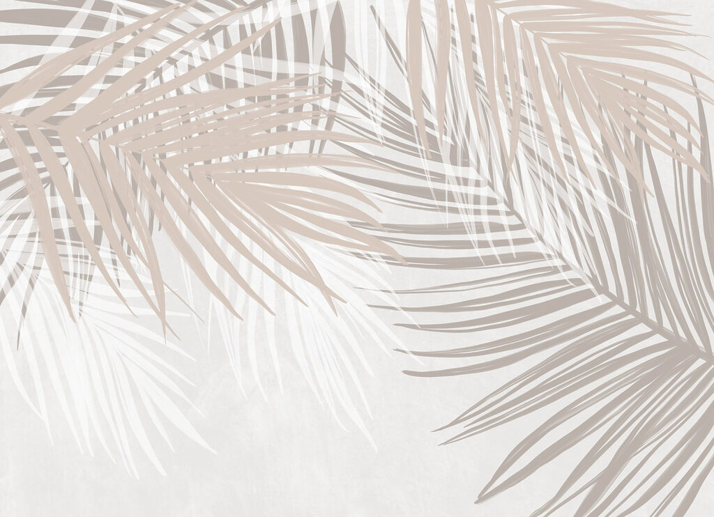 Palmbladeren als zandkleurig patroon — volledig ontwerp