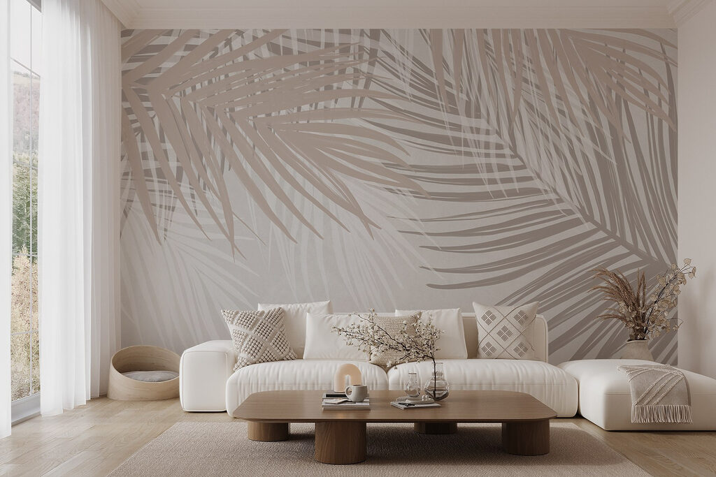 Palmbladeren als zandkleurig patroon — interieur 5