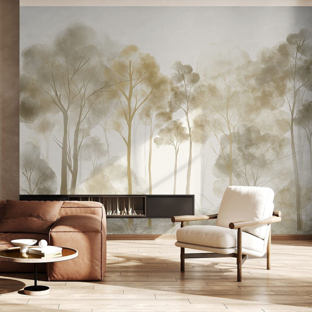 Gouden bomen in lichtnevel — interieur 1