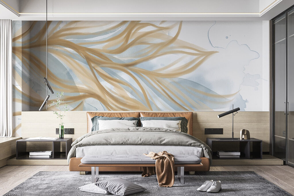 Gouden lijnen als bladgolven — interieur 2