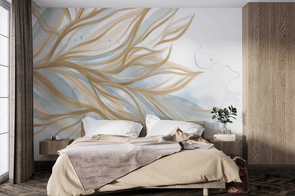 Gouden lijnen als bladgolven — interieur 3