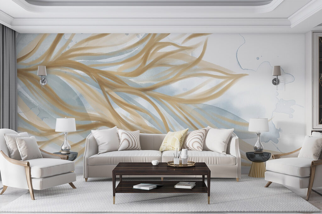 Gouden lijnen als bladgolven — interieur 5
