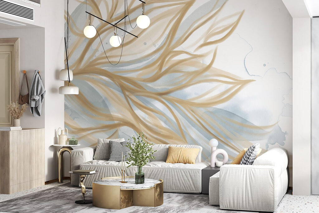 Gouden lijnen als bladgolven — interieur 6