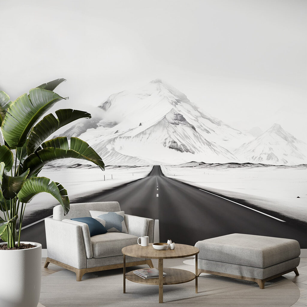 Weg door witte bergvlakte — interieur 2