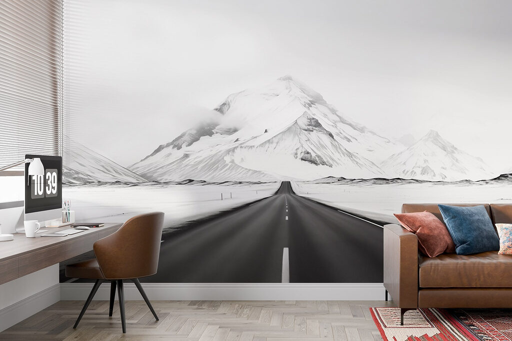 Weg door witte bergvlakte — interieur 3